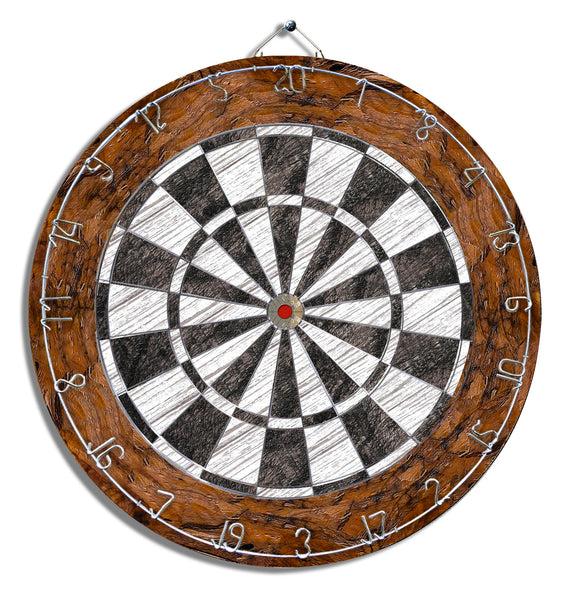 Black, White and Brown Dart Board